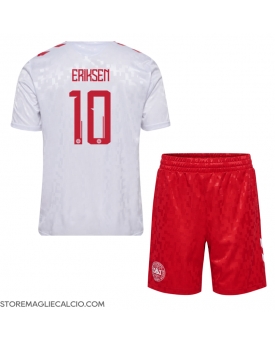 Danimarca Christian Eriksen #10 Maglia Gara Trasferta Repliche Europei 2024 Bambino